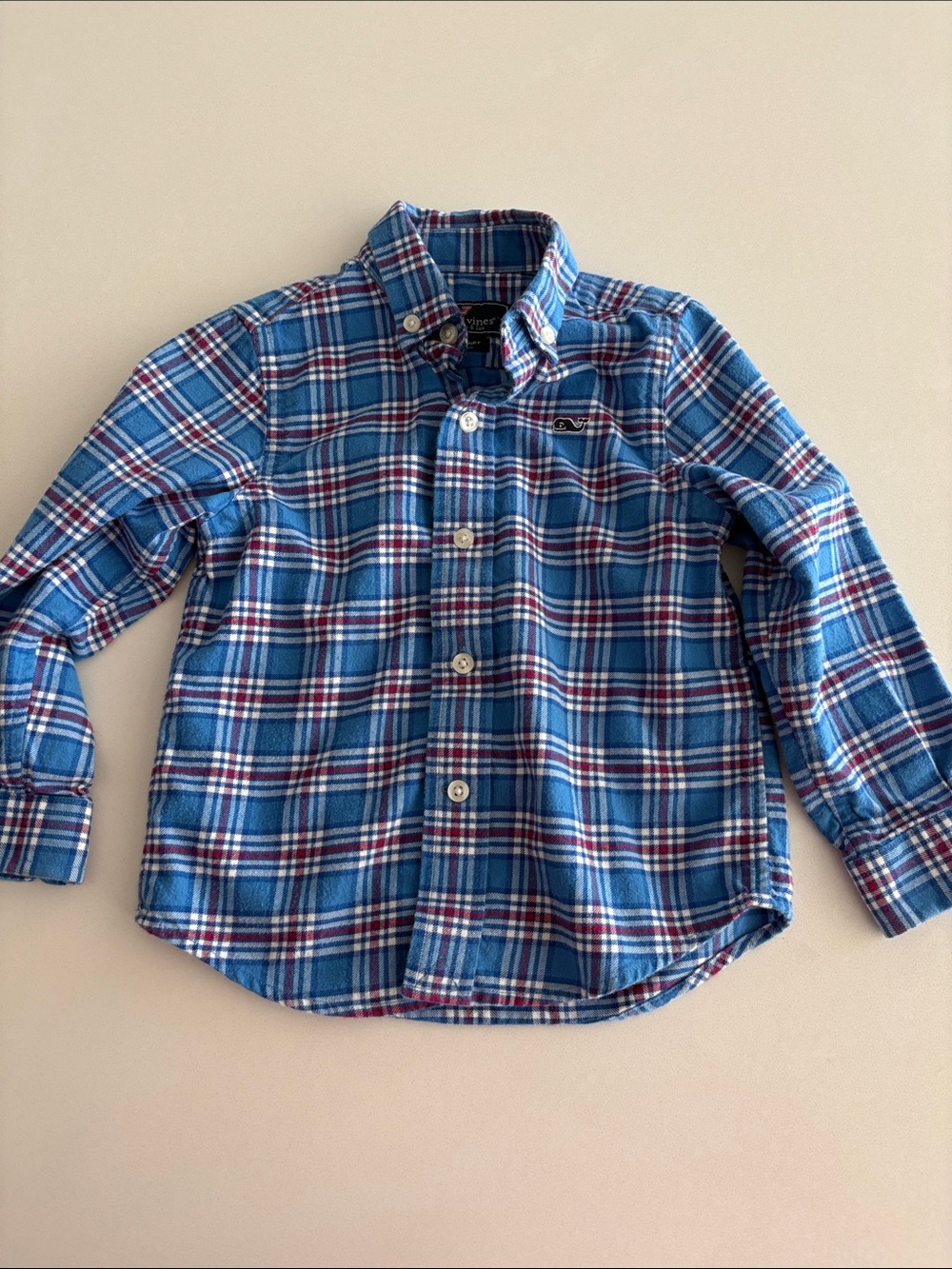 Vineyard Vines toddler Boys Blue Plaid flannel Button-Up Shirt